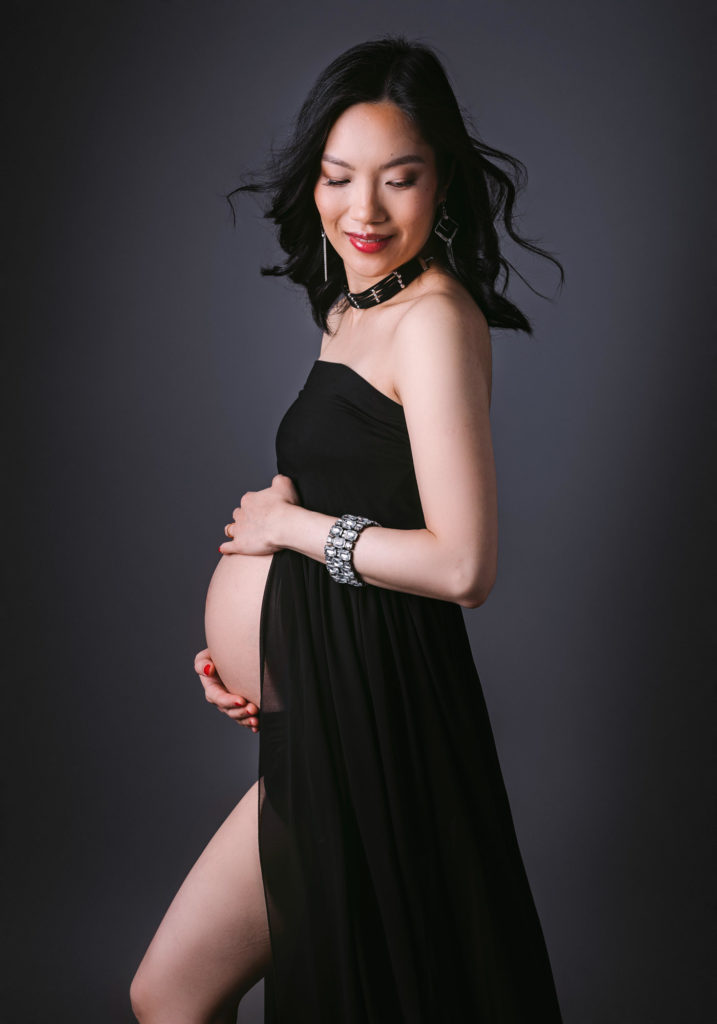 Lady in black at her Pregnancy shoot in Leigh